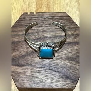 Sterling silver and turquoise bracelet, size 7.5 inches adjustable